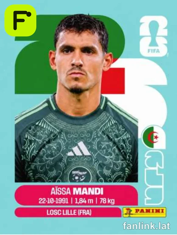 Aïssa Mandi #ALG7 — Lámina Panini FIFA World Cup 2026