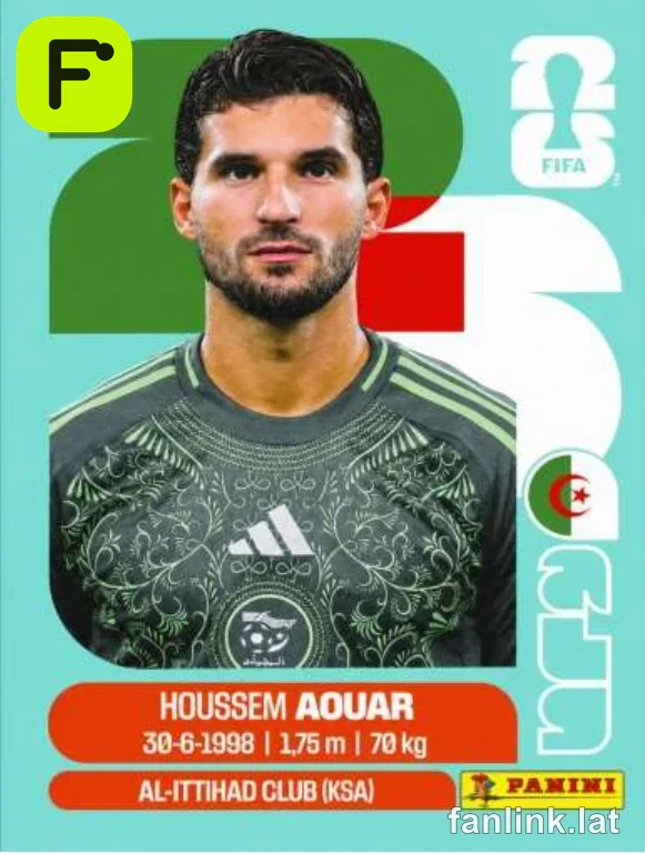 Houssem Aquar #ALG9 — Lámina Panini FIFA World Cup 2026