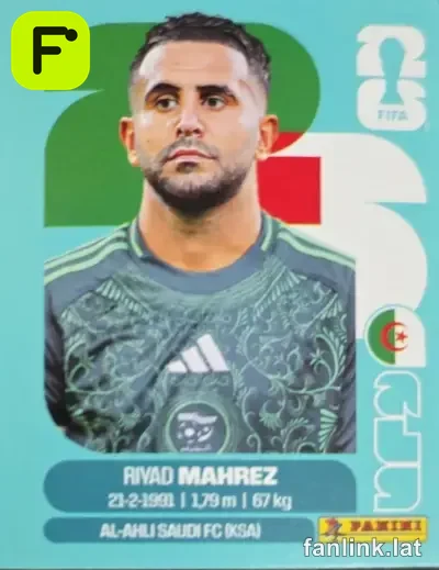 Riyad Mahrez #ALG15 — Lámina Panini FIFA World Cup 2026