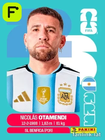 Nicolas Otamendi #ARG5 — Lámina Panini FIFA World Cup 2026
