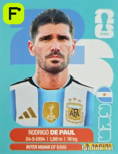 Rodrigo De Paul #ARG10 — Lámina Panini FIFA World Cup 2026