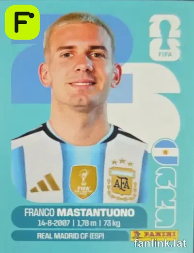 Franco Mastantuono #ARG15 — Lámina Panini FIFA World Cup 2026