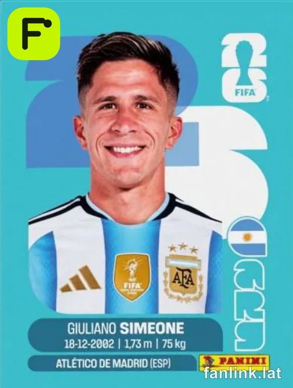 Giuliano Simeone #ARG20 — Lámina Panini FIFA World Cup 2026