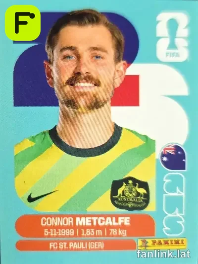 Connor Metcalfe #AUS15 — Lámina Panini FIFA World Cup 2026