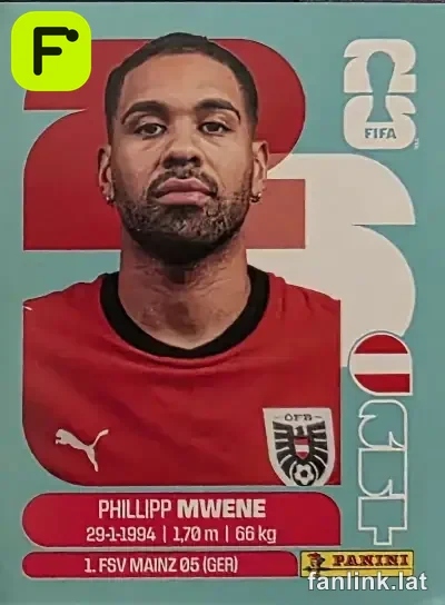 Phillipp Mwene #AUT8 — Lámina Panini FIFA World Cup 2026