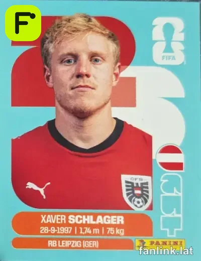 Xavier Schlager #AUT10 — Lámina Panini FIFA World Cup 2026