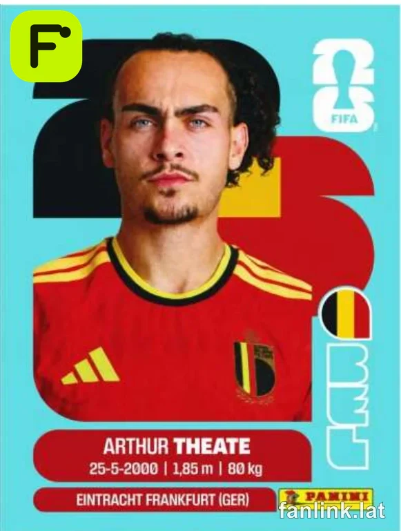 Arthur Theate #BEL3 — Lámina Panini FIFA World Cup 2026