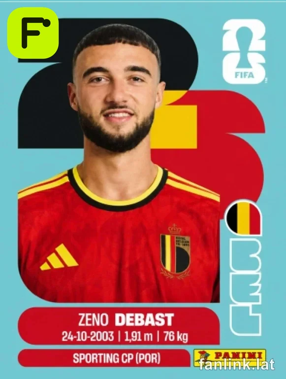Zeno Debast #BEL5 — Lámina Panini FIFA World Cup 2026