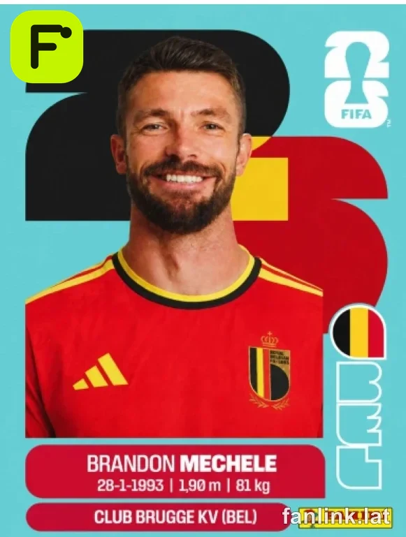 Brandon Mechele #BEL6 — Lámina Panini FIFA World Cup 2026