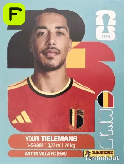 Youri Tielemans #BEL9 — Lámina Panini FIFA World Cup 2026