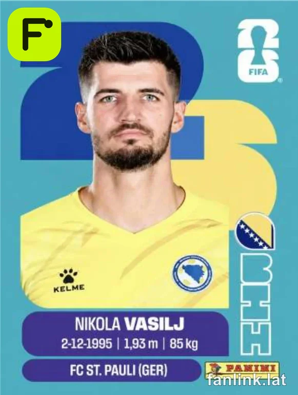 Nikola Vasilj #BIH2 — Lámina Panini FIFA World Cup 2026