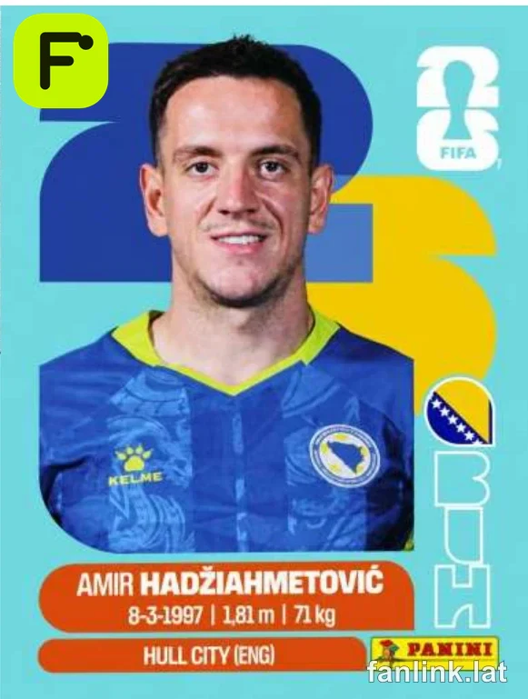 Amir Hadziahmetovic #BIH8 — Lámina Panini FIFA World Cup 2026