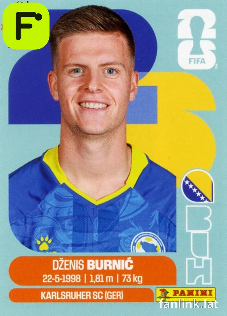 Dzenis Burnic #BIH14 — Lámina Panini FIFA World Cup 2026