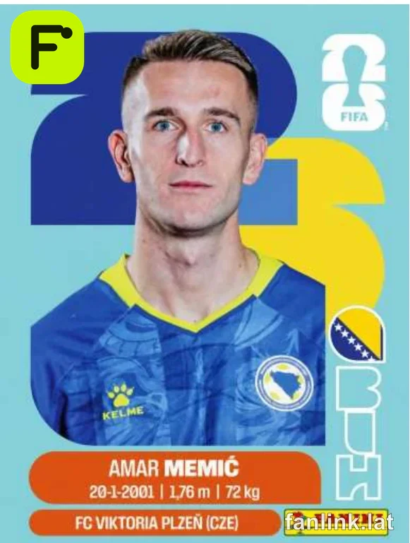 Amar Memic #BIH16 — Lámina Panini FIFA World Cup 2026