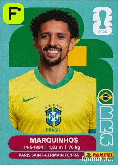 Marquinhos #BRA4 — Lámina Panini FIFA World Cup 2026