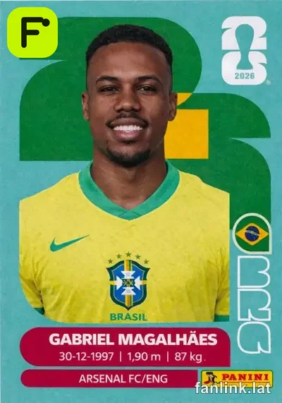 Gabriel Magalhães #BRA6 — Lámina Panini FIFA World Cup 2026