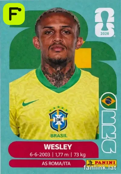 Wesley #BRA8 — Lámina Panini FIFA World Cup 2026