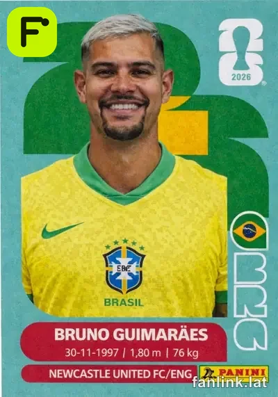 Bruno Guimarães #BRA11 — Lámina Panini FIFA World Cup 2026