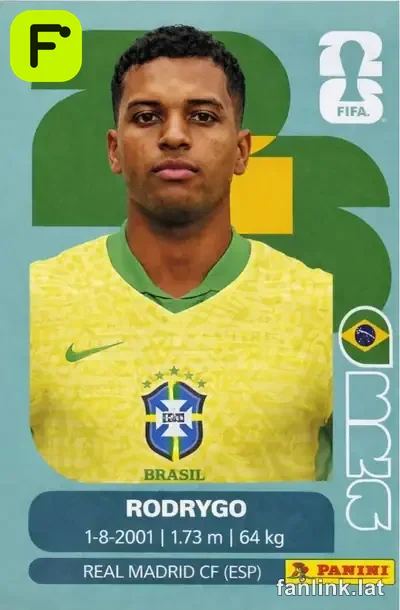 Rodrygo #BRA15 — Lámina Panini FIFA World Cup 2026