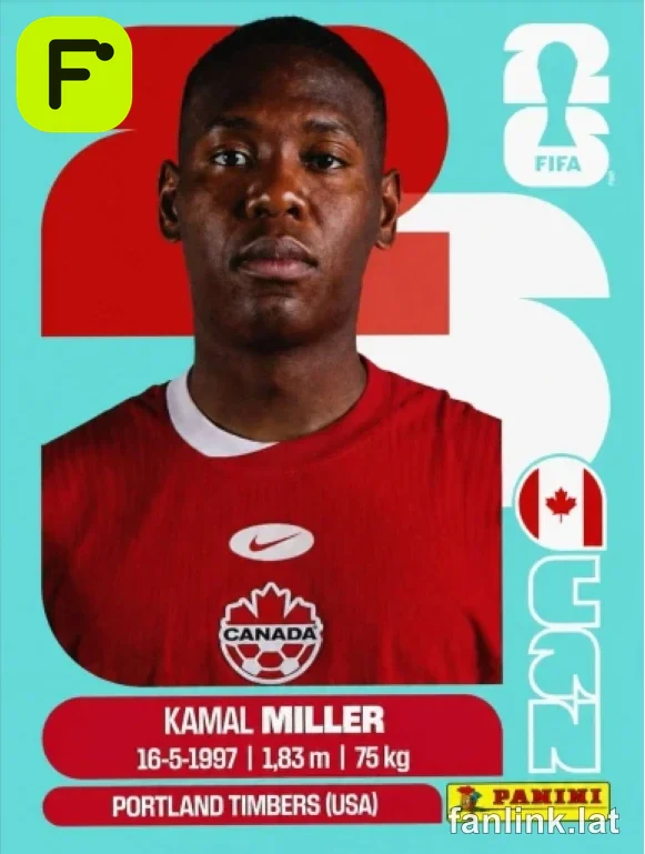 Kamal Miller #CAN9 — Lámina Panini FIFA World Cup 2026