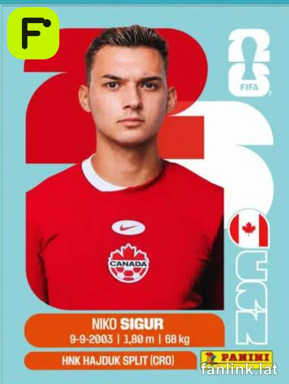 Niko Sigur #CAN16 — Lámina Panini FIFA World Cup 2026