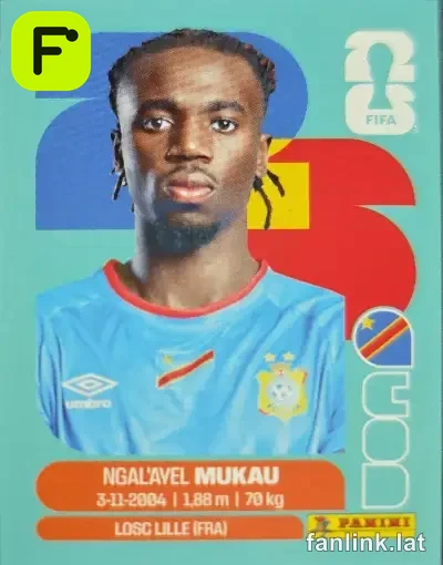 Ngal'ayel Mukau #COD9 — Lámina Panini FIFA World Cup 2026