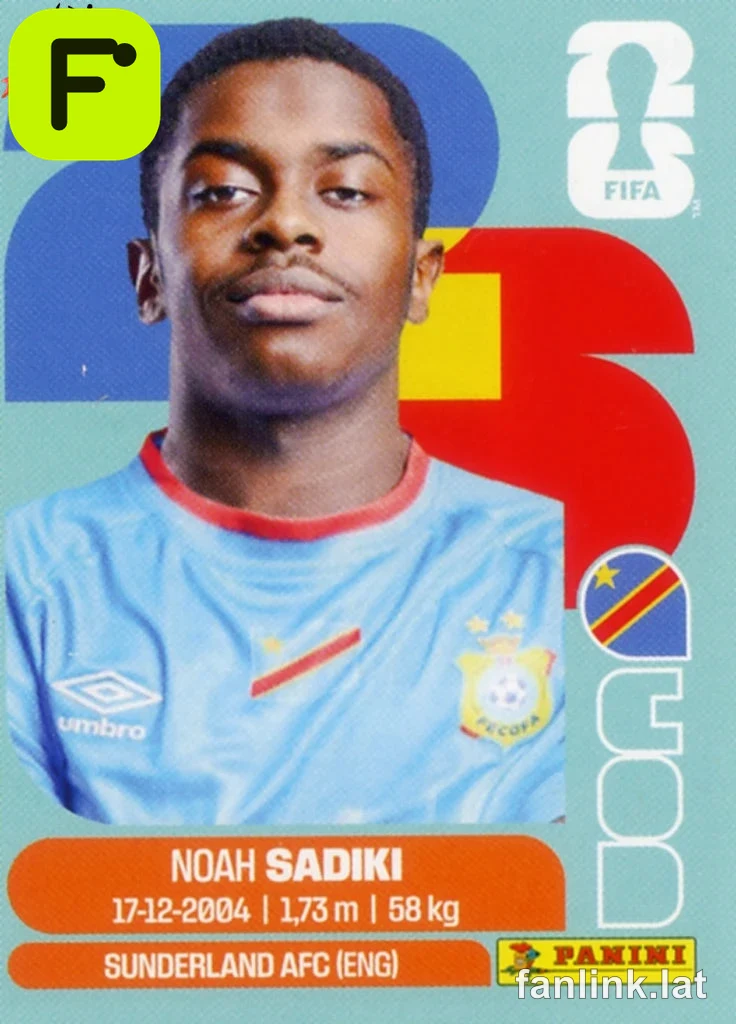 Noah Sadiki #COD12 — Lámina Panini FIFA World Cup 2026