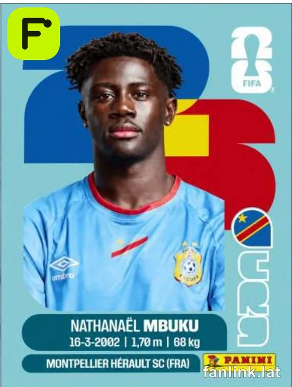 Nathanaël Mbuku #COD20 — Lámina Panini FIFA World Cup 2026