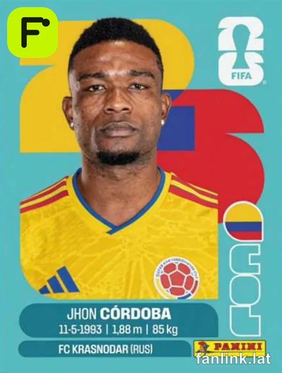 Jhon Córdoba #COL18 — Lámina Panini FIFA World Cup 2026