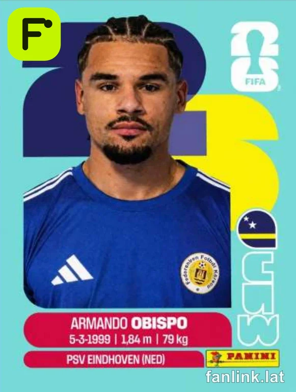 Armando Obispo #CUW3 — Lámina Panini FIFA World Cup 2026