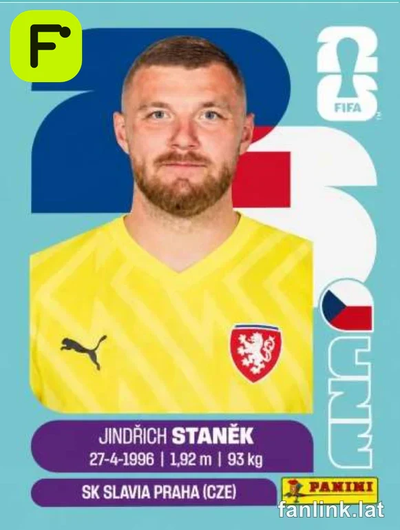 Jindrich Stanek #CZE3 — Lámina Panini FIFA World Cup 2026