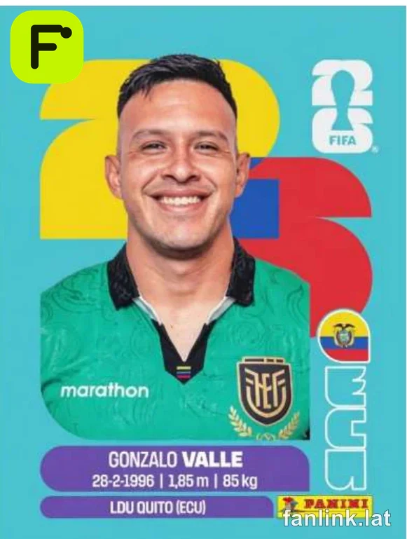 Gonzalo Valle #ECU3 — Lámina Panini FIFA World Cup 2026