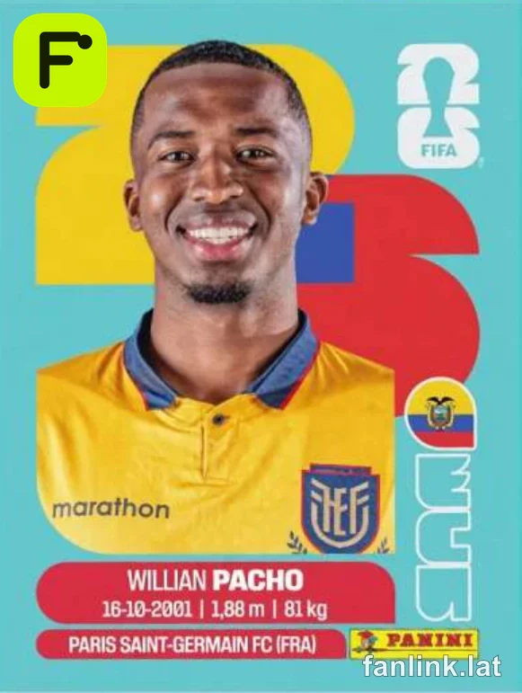 Willian Pacho #ECU6 — Lámina Panini FIFA World Cup 2026