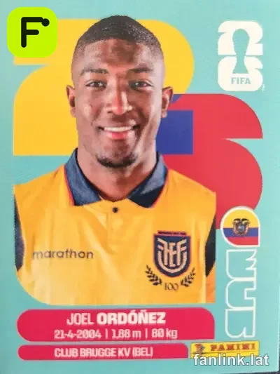 Joel Ordóñez #ECU8 — Lámina Panini FIFA World Cup 2026