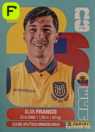 Alan Franco #ECU10 — Lámina Panini FIFA World Cup 2026