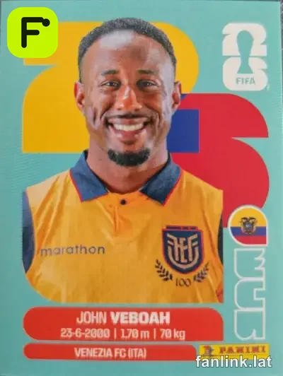 John Veboah #ECU14 — Lámina Panini FIFA World Cup 2026