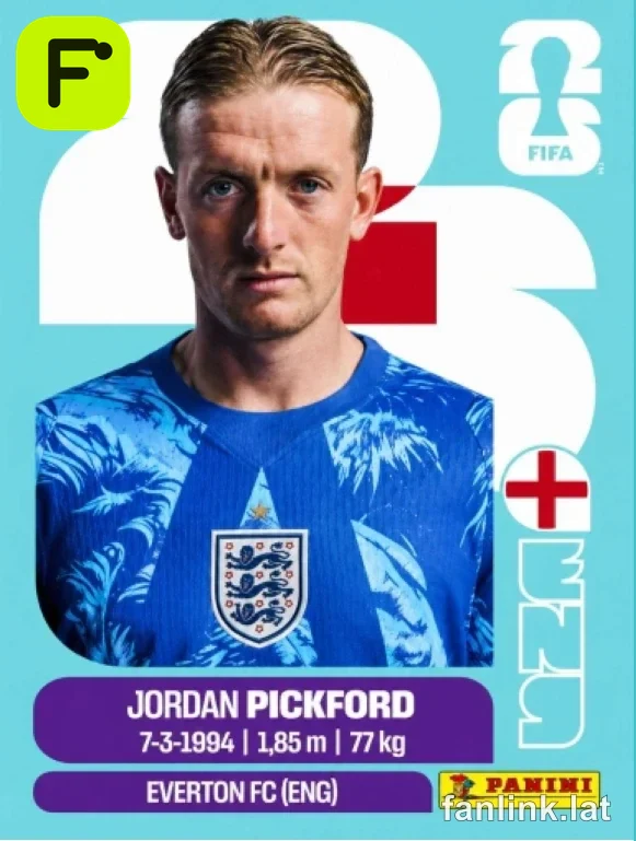 Jordan Pickford #ENG2 — Lámina Panini FIFA World Cup 2026