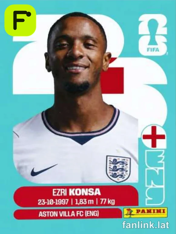 Ezri Konsa #ENG5 — Lámina Panini FIFA World Cup 2026