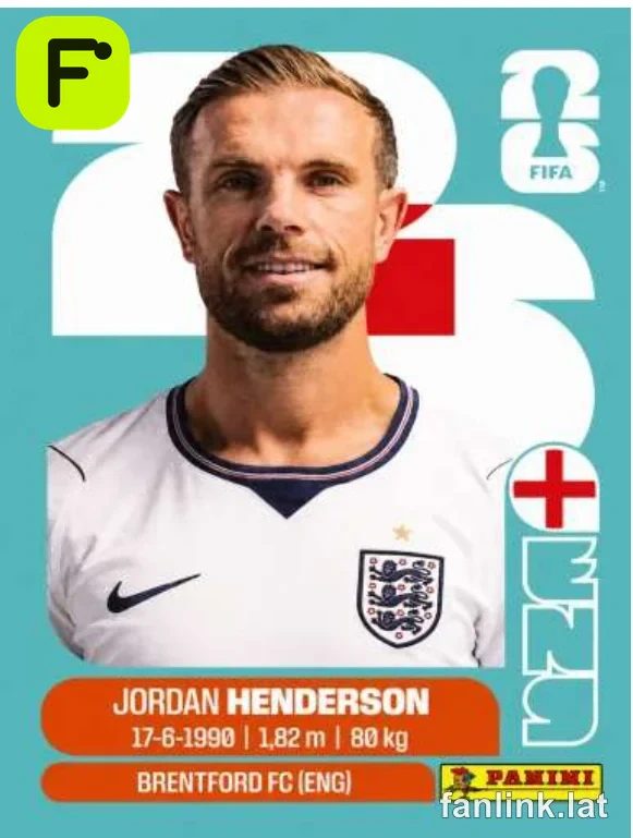 Jordan Henderson #ENG9 — Lámina Panini FIFA World Cup 2026