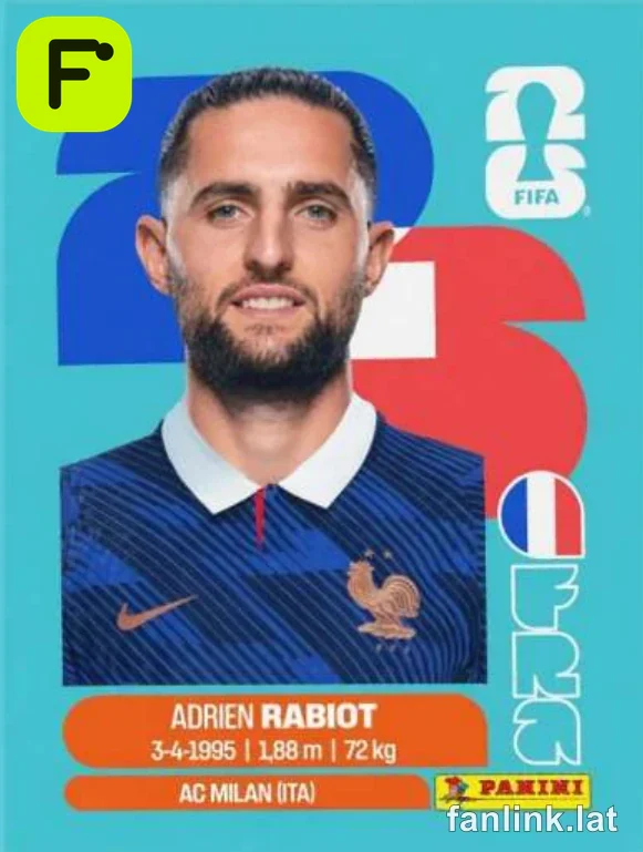 Adrien Rabiot #FRA12 — Lámina Panini FIFA World Cup 2026