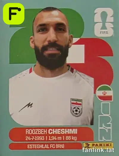 Roozbeh Cheshmi #IRN15 — Lámina Panini FIFA World Cup 2026