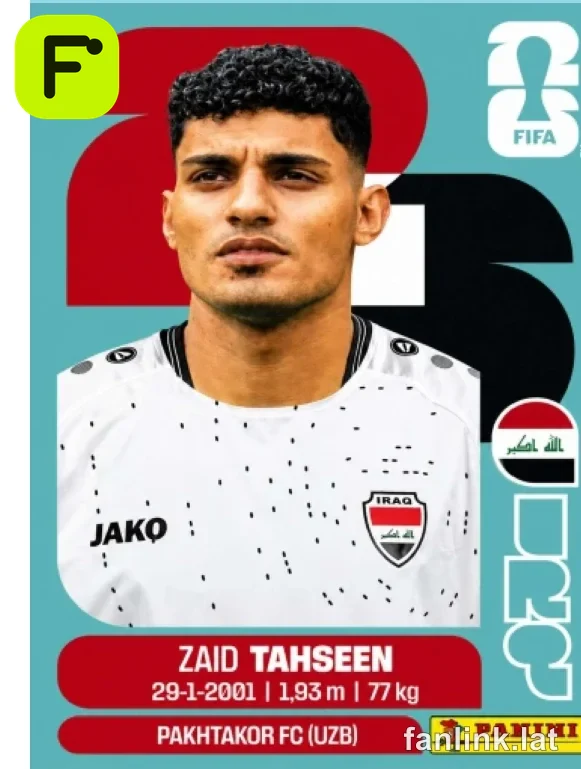 Zaid Tahseen #IRQ7 — Lámina Panini FIFA World Cup 2026