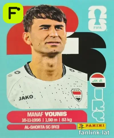 Manaf Younis #IRQ8 — Lámina Panini FIFA World Cup 2026