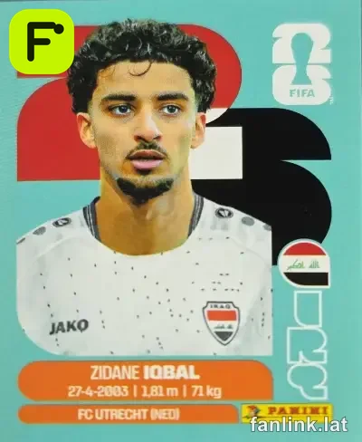 Zidane Iqbal #IRQ9 — Lámina Panini FIFA World Cup 2026