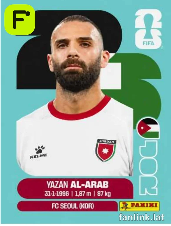 Yazan Al-Arab #JOR5 — Lámina Panini FIFA World Cup 2026