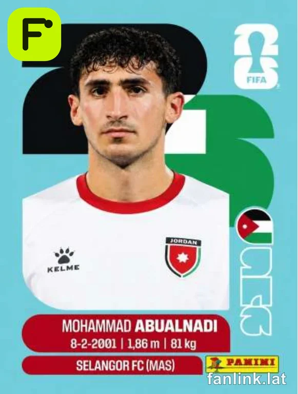 Mohammad Abualnadi #JOR8 — Lámina Panini FIFA World Cup 2026