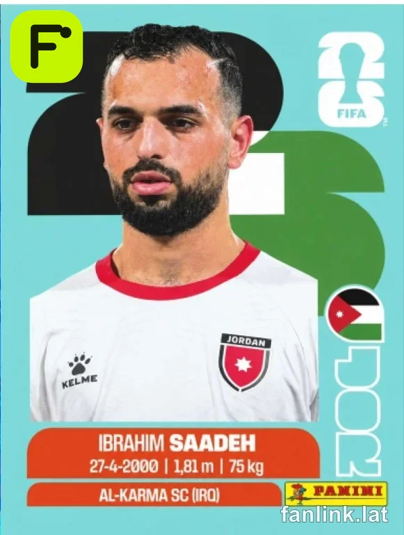 Ibrahim Saadeh #JOR9 — Lámina Panini FIFA World Cup 2026