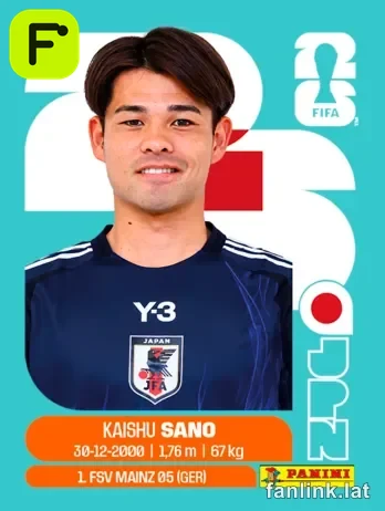 Kaishu Sano #JPN8 — Lámina Panini FIFA World Cup 2026