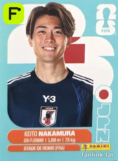Keito Nakamura #JPN15 — Lámina Panini FIFA World Cup 2026