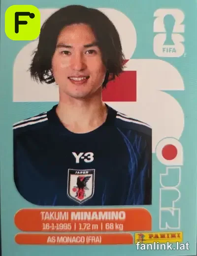 Takumi Minamino #JPN16 — Lámina Panini FIFA World Cup 2026